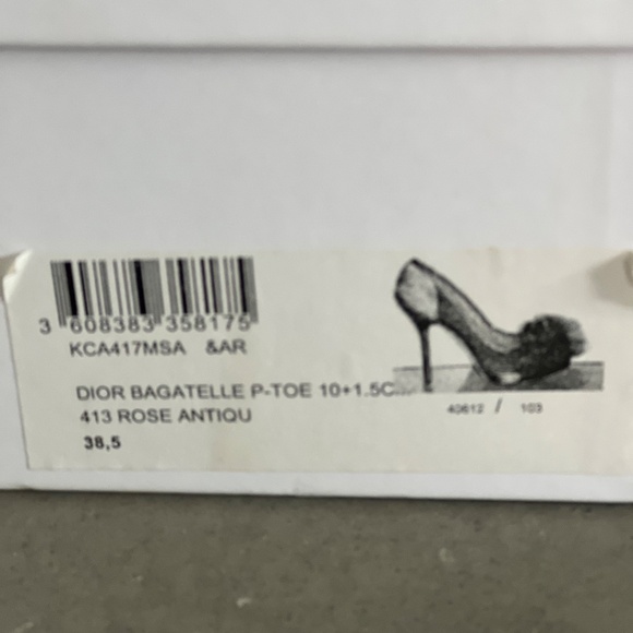 Dior Bagatelle Blush Ombré Peep Toe Pom Bow Wedding Heels Size 38.5 - Picture 13 of 13